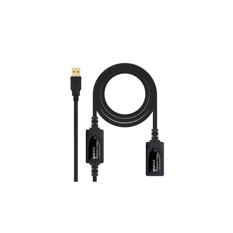 cable alargador usb 2.0 nanocable 10.01.0213/ usb macho - usb hembra/ 15m/  negro